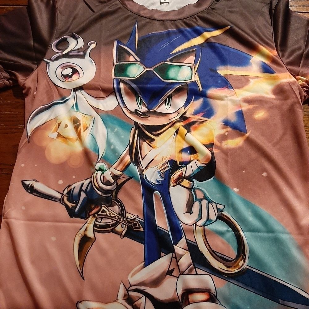 New Sonic Hedgehog Flame 3d Screen Print Shirt Youth Kids XL